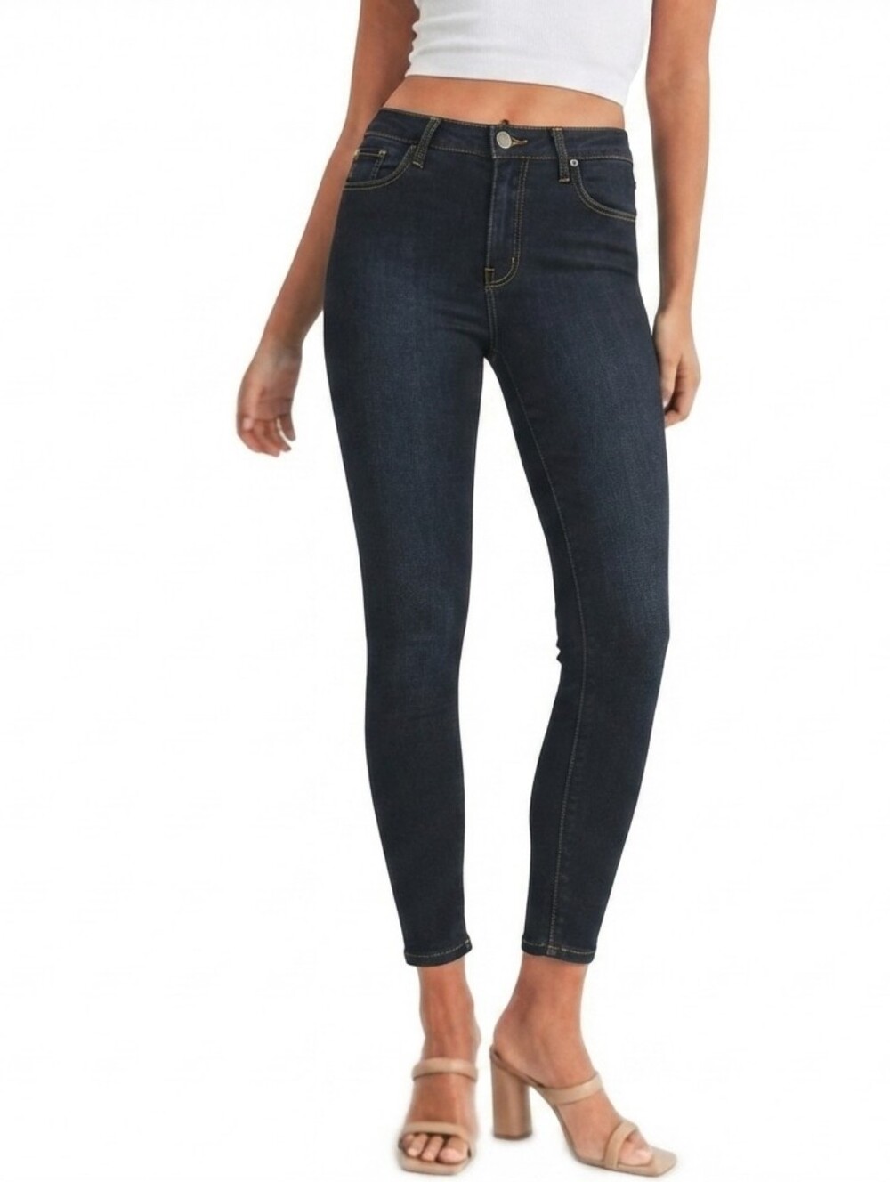 JUST BLACK Mid Rise Skinny Capri Jeans In Dark Denim Size 27